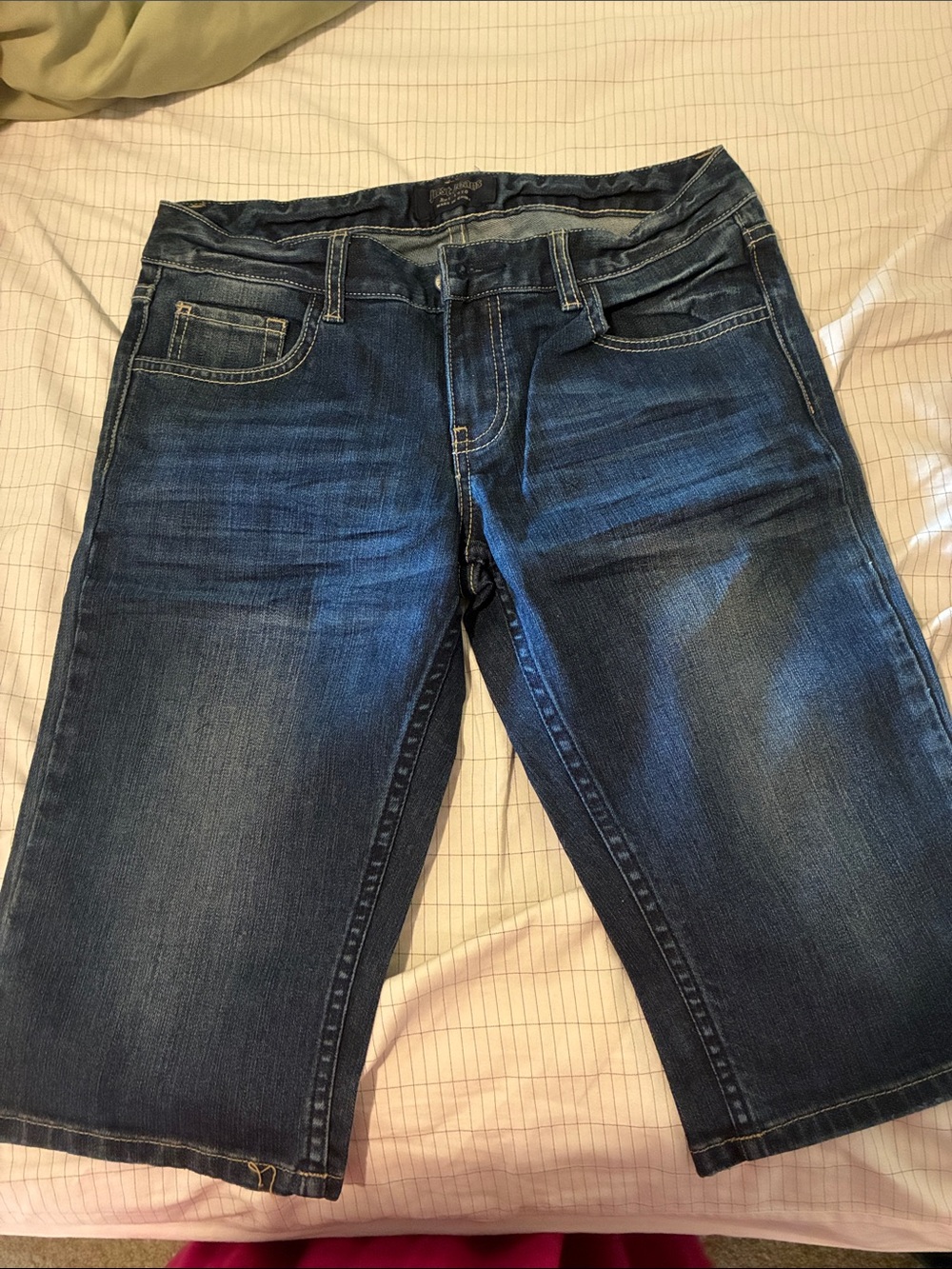 Women’s Dark Blue Denim Jean Shorts - Classic Mid-Rise Fit